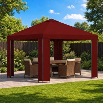 vidaXL Paviljoen 3 x 3 m Bordeauxrood Polyester en staal 190, Verzenden, Nieuw