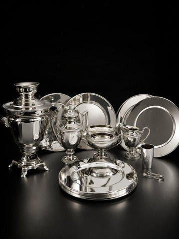 Tafelservies (17) - Verzilverd, Zilver - Interessante