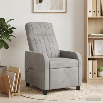 vidaXL Massage Recliner Lichtgrijs fluweel, Verzenden, Nieuw