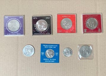 Verenigd Koninkrijk. Elizabeth II. 1974-1980 (Lot of 8, Postzegels en Munten