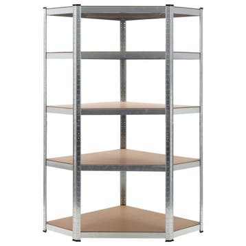 vidaXL Hoekrek 5-laags staal en bewerkt hout zilverkleurig, Verzenden, Nieuw