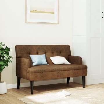 vidaXL Bankje met rugleuning 112x65,5x75 cm kunstsuèdeleer, Huis en Inrichting, Banken | Bankstellen, Verzenden, Nieuw, Kunststof