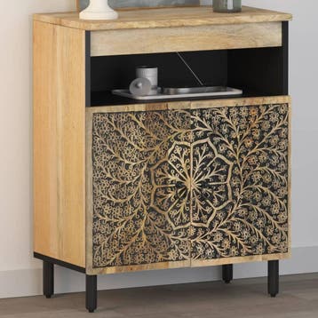 vidaXL Bijzetkast 60x33x75 cm massief mangohout, Huis en Inrichting, Minder dan 50 cm, Verzenden, Nieuw, Minder dan 100 cm