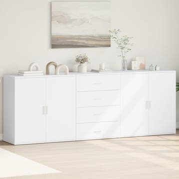 vidaXL Dressoirs 3 st bewerkt hout wit, Huis en Inrichting, Verzenden, Nieuw, Overige houtsoorten, Minder dan 50 cm