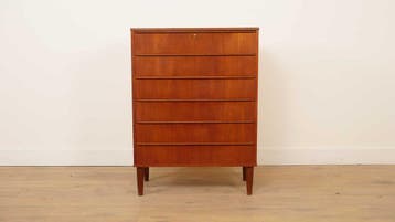 Vintage Deense ladekast | Teak | 6 lades | 106 cm, Ophalen of Verzenden, Nieuw