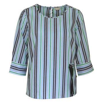 Milano Italy • gestreepte blouse • 36, Maat 36 (S), Verzenden, Blauw, Milano Italy