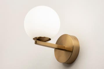 Rietveld Wandlampen - Wit, Goud - Glas, Metaal, Verzenden, Nieuw