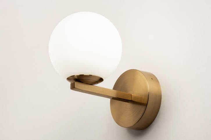 Rietveld Wandlampen - Wit, Goud - Glas, Metaal, Huis en Inrichting, Lampen | Wandlampen, Verzenden