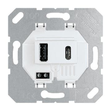 Jung USB Oplaadcontactdoos Type A en C Alpine Wit -, Verzenden, Nieuw, Overige typen