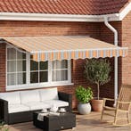 vidaXL Elektrisch Uittrekbaar Zonnescherm Oranje, Grijs,, Tuin en Terras, Zonneschermen, Verzenden, Nieuw