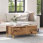 vidaXL Salontafel met lade Oud Hout 90 x 50 x 35 cm Bewerkt, Verzenden, Nieuw, 50 tot 100 cm, Minder dan 50 cm