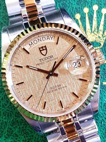 Tudor - Prince Date+Day - GOLD LINEN DIAL - Zonder