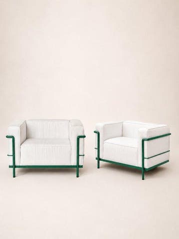 Cassina - Le Corbusier - Fauteuil (2) - LC3 - Staal, Textiel
