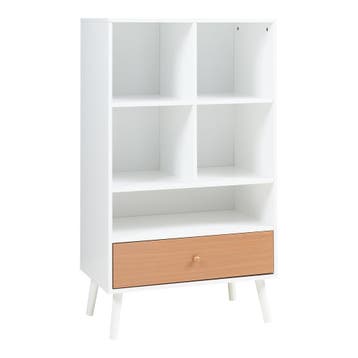 Boekenkast Reyljand 120x70x40 cm wit en teak [en.casa], Verzenden, Nieuw
