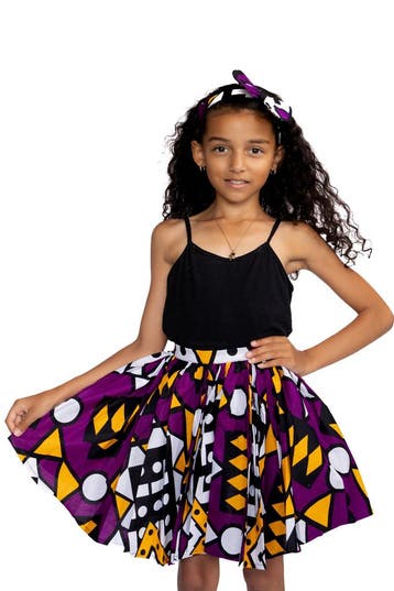 Afrikaanse print Kinder Rokje + Hoofdband met strik set - Pa, Ophalen of Verzenden, Nieuw
