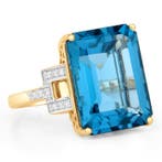 Ring - 14 karaat Geel goud - 13.08ct. tw. Topaas - Diamant -, Sieraden, Tassen en Uiterlijk, Ringen, Nieuw