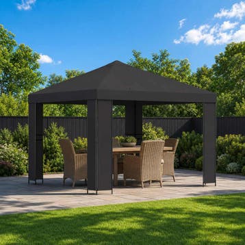 vidaXL Paviljoen 3 x 3 m Antracietkleurig Polyester en staal, Verzenden, Nieuw