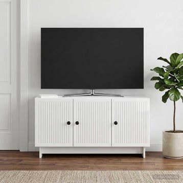vidaXL TV-kast 99 x 34,5 x 50 cm Hoogglans Wit Bewerkt hout, Huis en Inrichting, Kasten | Televisiemeubels, Minder dan 50 cm, Verzenden