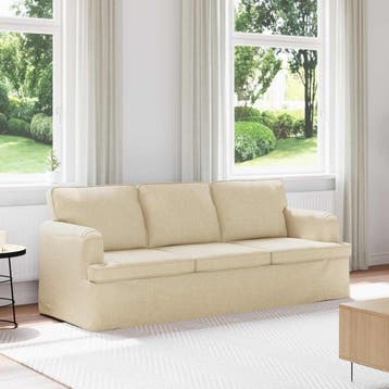 vidaXL Bank Crème 201 x 80 x 85 cm Stof, Huis en Inrichting, Verzenden, Nieuw, Stof, Minder dan 150 cm