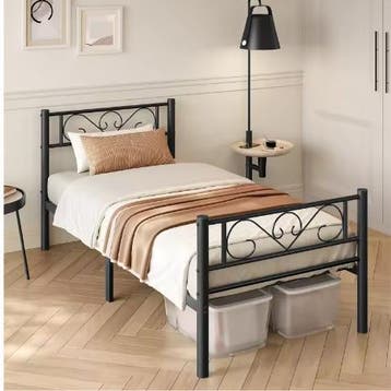 Metalen Eenpersoonsbed 90x200 cm met Hoofdbord, Verzenden, Nieuw