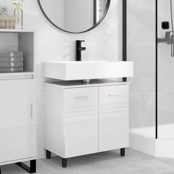 vidaXL Badkamer Waskom Hoogglans Wit 60 x 35 x 60 cm Bewerkt, Verzenden, Nieuw