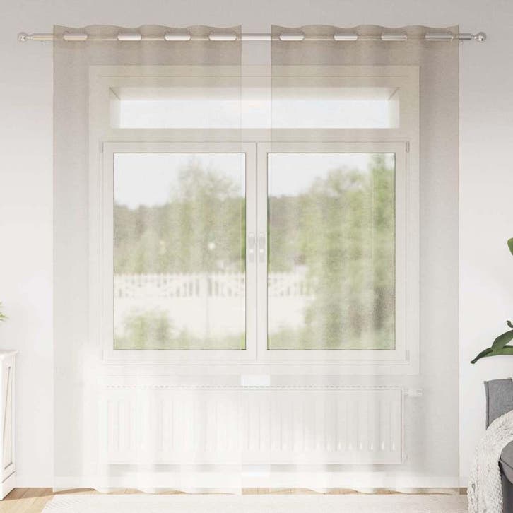 vidaXL Voile Gordijn met gordijnen 2 pcs Zand 245 x 140 cm, Huis en Inrichting, Stoffering | Gordijnen en Lamellen, Beige, Nieuw