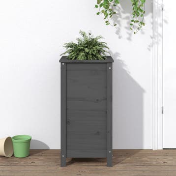 vidaXL Plantenbak 40x40x78 cm massief grenenhout grijs, Verzenden, Minder dan 60 cm, Nieuw, 60 cm of meer