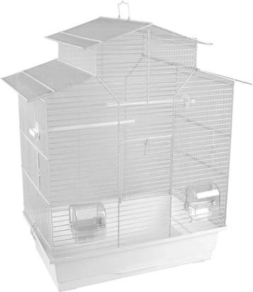 Vogelkooi Flamingo Numfor 1 Wit – Parkietenkooi 51x30x60 c, Verzenden, Nieuw, Metaal, Vogelkooi