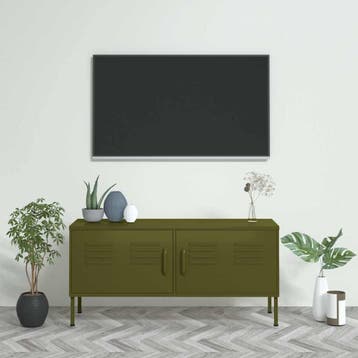 vidaXL Tv-meubel 105x35x50 cm staal olijfgroen, 100 tot 150 cm, Verzenden, Nieuw, Minder dan 100 cm