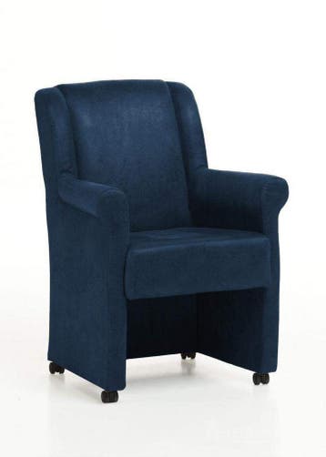 Eetkamerstoel Mandy met wielen - eetkamerstoelen - Blauw, Huis en Inrichting, Nieuw, Blauw, Stof