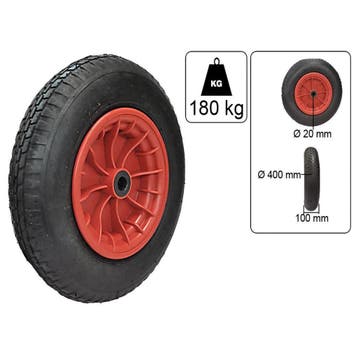 Benson Groot kruiwagenwiel - rode velg - naaldlager - 400..., Ophalen of Verzenden, Nieuw