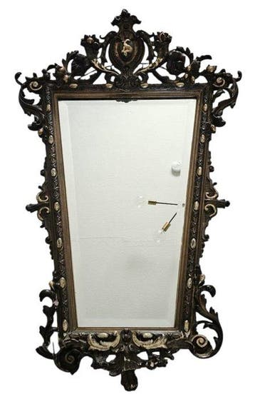 Wandspiegel - Hout, gips, goud, kristal