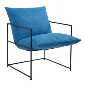 Fauteuil Utsjoki 90x61x70 cm zwart en blauw [en.casa], Verzenden, Nieuw