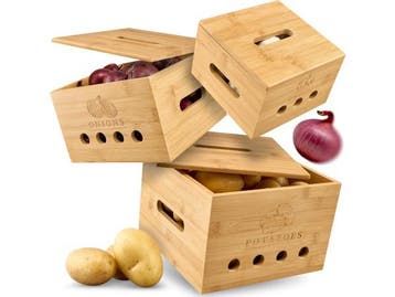 Veiling - 3x Bamboo opbergdozen set - voor verse groenten, Nieuw