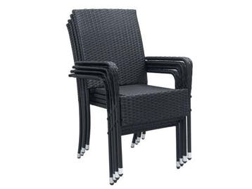 Veiling - Polyrotan Tuinstoelen Yoro - 4-delig - Zwart - Sta, Nieuw
