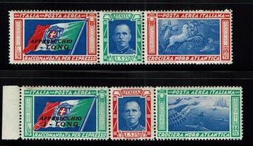Koninkrijk Italië 1933 - Trittici Noord-Atlantische Cruise, Gestempeld