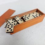 Spel - Domino - Been met ebben hout, beuken kistje, Antiek en Kunst