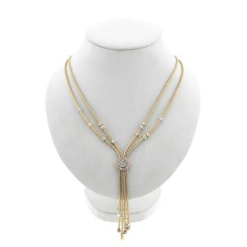 Tricolor gouden schakelketting met zirconia, Sieraden, Tassen en Uiterlijk, Kettingen, Gebruikt, Ophalen of Verzenden, Met edelsteen