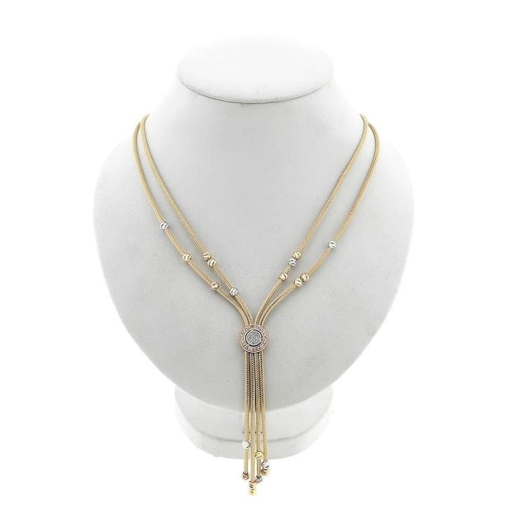 Tricolor gouden schakelketting met zirconia, Sieraden, Tassen en Uiterlijk, Kettingen, Goud, Gebruikt, Met edelsteen, Goud, Ophalen of Verzenden