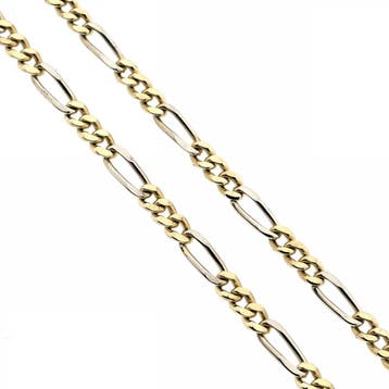 Bicolor gouden Figaro schakelketting, Ophalen of Verzenden, Gebruikt, Goud, Goud