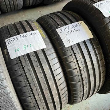 2 x Atlas 205-50-16 Zomerbanden 7mm, Auto-onderdelen, Banden en Velgen, Gebruikt, 16 inch, Band(en), Personenwagen