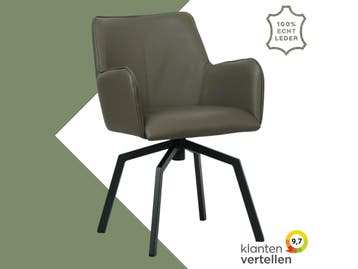 Leren draaibare eetkamerstoel Jazz - Toledo Moss, Huis en Inrichting, Barkrukken, 60 tot 90 cm, Nieuw, Leer, Ophalen of Verzenden