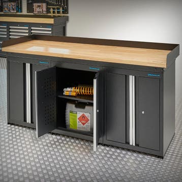 Datona Werkbank PRO eiken - 3 opbergkasten - 200 cm - zwart, Ophalen of Verzenden, Nieuw