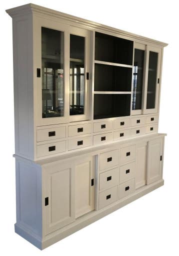 Buffetkast wit - grijs Vuren 250cm 18 laden, Ophalen of Verzenden, Nieuw