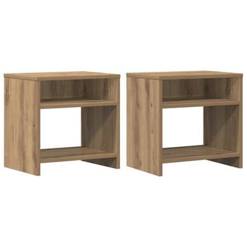 Bijzettafel Set 40cm - Artisanaal Eiken | Tweedekansje OP=OP, Huis en Inrichting, Gebruikt, Minder dan 45 cm, Ophalen of Verzenden