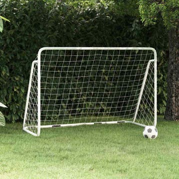 vidaXL Voetbaldoel met net 180x90x120 cm staal wit, Verzenden, Nieuw