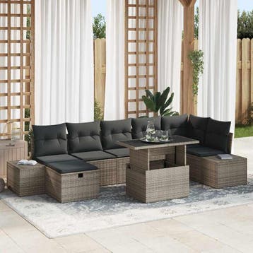 vidaXL Tuin Sofa Set 8 st poly rattan, Verzenden, Nieuw, 8 zitplaatsen