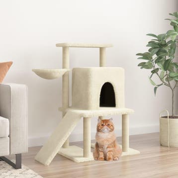 vidaXL Kattenmeubel met sisal krabpalen 96,5 cm crèmekleurig, Dieren en Toebehoren, Katten-accessoires, Verzenden, Nieuw