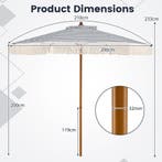 LIVSK Parasol met Franjes - 210 cm Buitendiameter - Geventil, Verzenden, Nieuw