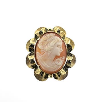 Gouden broche/ hanger met camee (Hanger of bedel), Ophalen of Verzenden, Gebruikt, Goud, Overige merken